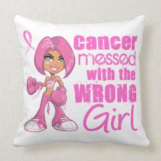 Messed With Wrong Girl Cartoon Breast Cancer Pillows