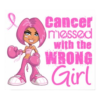 Messed With Wrong Girl Cartoon Breast Cancer Posters