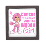 Messed With Wrong Girl Cartoon Breast Cancer Premium Jewelry Box