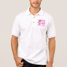 Messed With Wrong Girl Cartoon Breast Cancer Polo Shirts