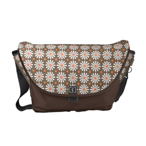 Messenger Bag - Daisy Pattern in Brown