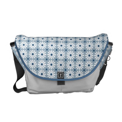Messenger Bag - Daisy Pattern in Pale Blue