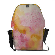 Messenger Bag with Abstract in Pink and Yellow