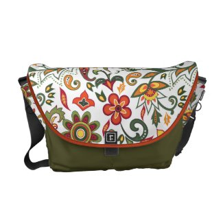 Messenger bag with floral decorative patterns