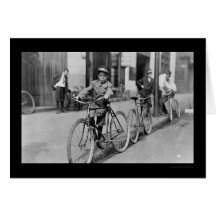 Messenger Boy and Bicycle 1911 Greeting Card