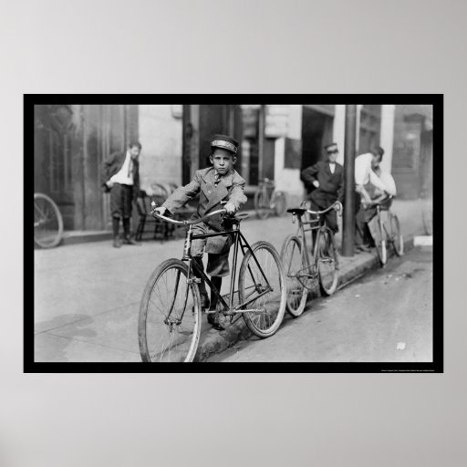 Messenger Boy and Bicycle 1911 Poster