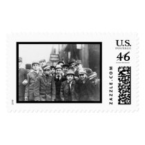 Messenger Boy Strike in NYC 1916 postage by lc_vintagephotos Messenger Boy Strike in NYC 1916 postage
