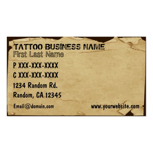 Messy grunge bird swirl tattoo business cards (back side)