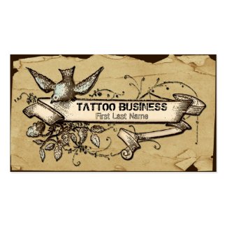 Messy grunge bird swirl tattoo business cards