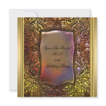 Metal Antique Gold Book 50th Birthday Party Personalized Invite