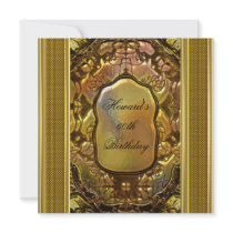 Metal Antique Gold Book Mens 60th Birthday Man Custom Announcements