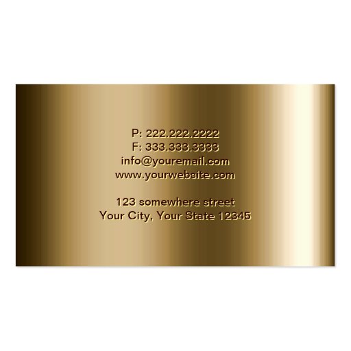 Metal Bronze Cosmetologist Business Card (back side)