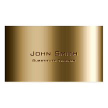 Metal Bronze Substitute Teacher Business Card