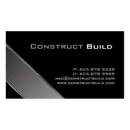 Metal Business Card Construction Trucking Brushed (front side)