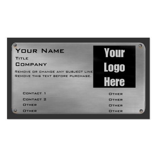 Metal Business Card II -silver- with logo (front side)