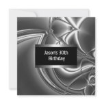 Metal Chrome Black White Style Silver Mens 30th Invite