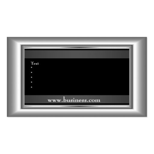 Metal Chrome Elegant Black & White Style Silver Business Cards (back side)