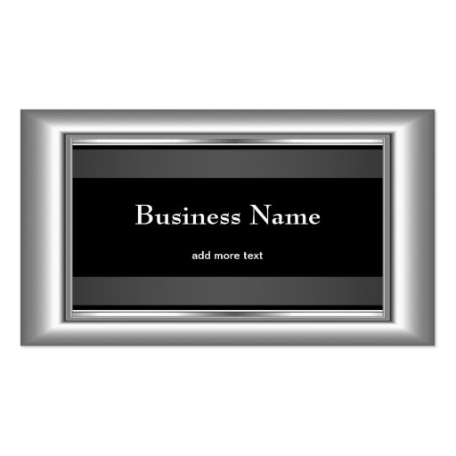 Metal Chrome Elegant Black & White Style Silver Business Cards (front side)