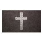 Metal Cross On Dark Leather business cards