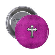 Metal Cross on Pink Leather