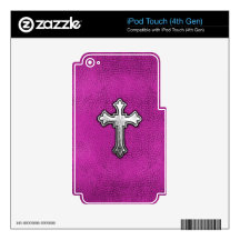 Metal Cross on Pink Leather Decal For iPod Touch 4G