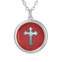 Metal Cross on Red Leather Custom Jewelry