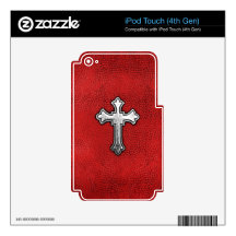 Metal Cross on Red Leather Decals For iPod Touch 4G