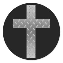 metal cross round sticker