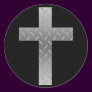 metal cross round sticker