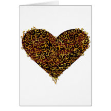 Metal Filigree Gold Red Heart Greeting Cards