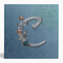 Metal Flowers Monogram C Binder