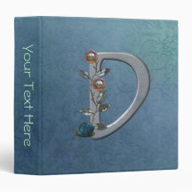 Metal Flowers Monogram D Binders
