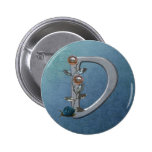 Metal Flowers Monogram D Button