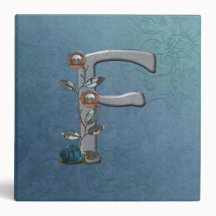 Metal Flowers Monogram F Vinyl Binders