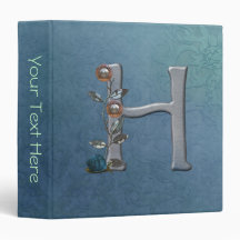 Metal Flowers Monogram H Vinyl Binder