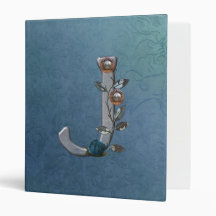 Metal Flowers Monogram J Vinyl Binder