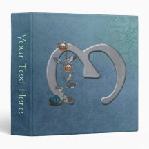 Metal Flowers Monogram M 3 Ring Binders