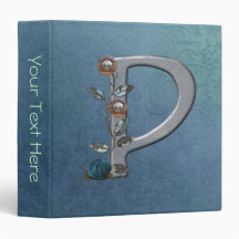 Metal Flowers Monogram P 3 Ring Binders