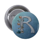 Metal Flowers Monogram R Pins