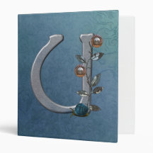 Metal Flowers Monogram U 3 Ring Binder