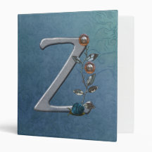 Metal Flowers Monogram Z Binder