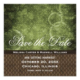 Metal Gears Save the Date Invite, Green