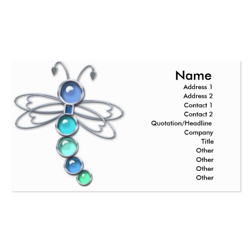 Metal & Glass Dragonfly Business Card (front side)