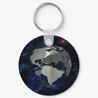 Metal Global Map keychain
