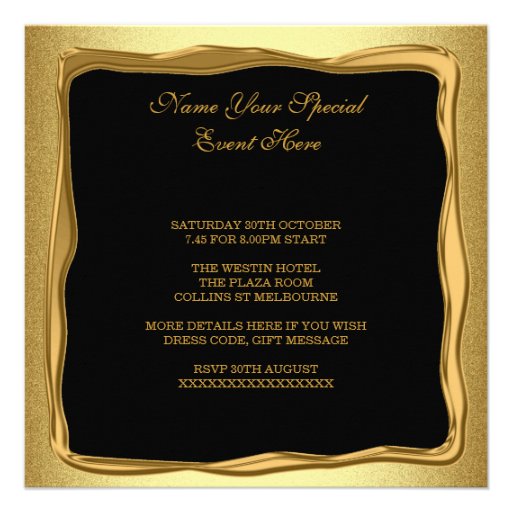 Metal Gold Frame Special Formal Event 2 Custom Invite