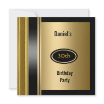Metal Gold Mens 30th Birthday Bronze Man Personalized Invitation
