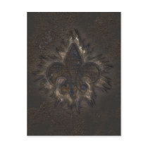 Metal Grunge Fleur-de-lis Postcard by Beliria Metal Grunge Fleur-de-lis Postcard