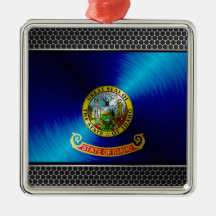 Metal Idaho Flag Christmas Ornament
