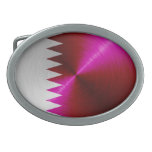 Metal-look Qatar Flag Oval Belt Buckle