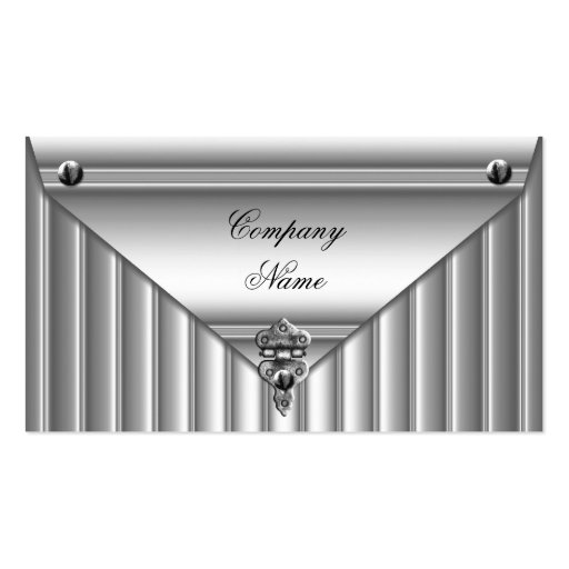 Metal Look White Silver Elegant Profile Business Card (front side)
